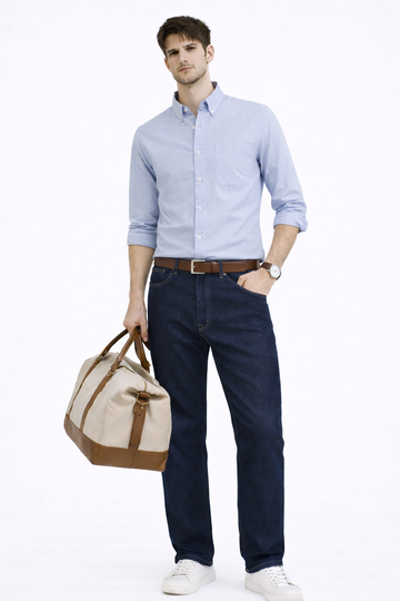BLUE OXFORD REGULAR FIT CASUAL SHIRT