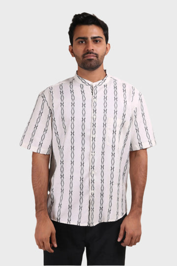 XKIND WHITE STRIPES REGULAR FIT SHIRT