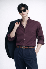 PLUM TWILL LYCRA SLIM FIT CASUAL SHIRT