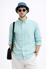 SEA GREEN OXFORD REGULAR FIT CASUAL SHIRT
