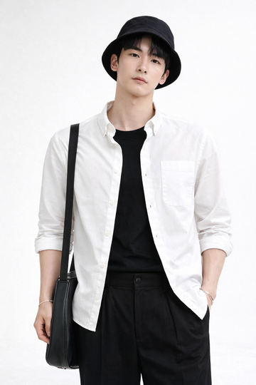WHITE TWILL LYCRA SLIM FIT CASUAL SHIRT