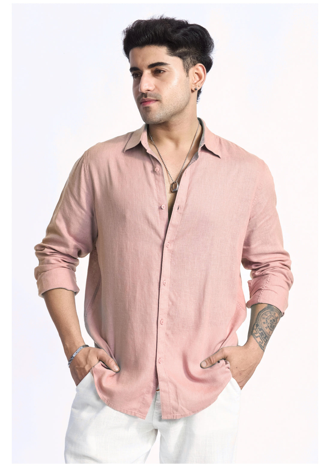 SOFT PEACH LINEN BLEND SHIRT