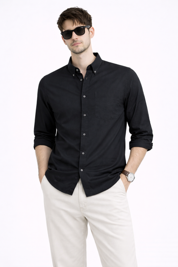 BLACK OXFORD REGULAR FIT CASUAL SHIRT