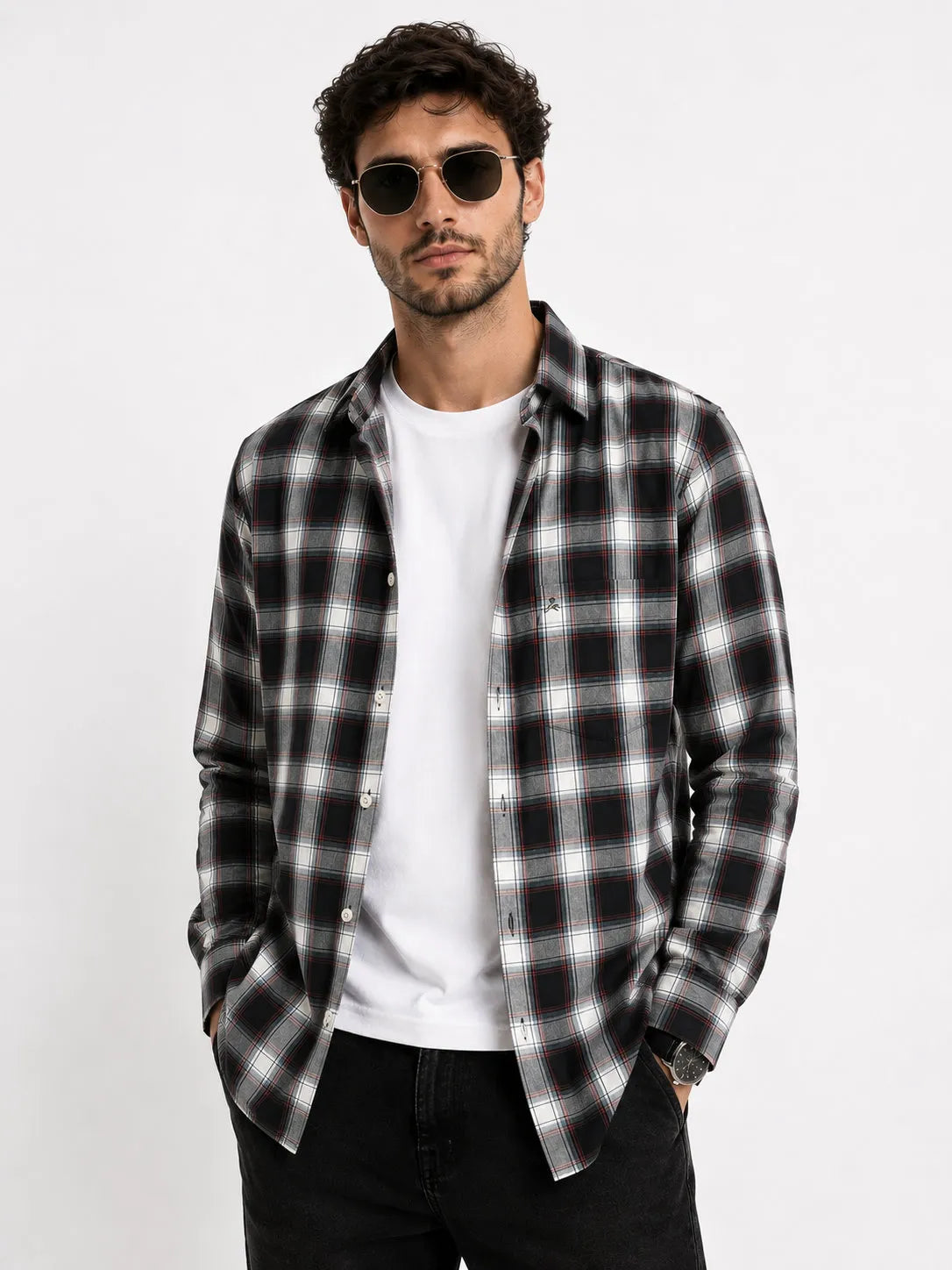 XKIND'S 100% COTTON SLIM FIT BLACK SHIRT
