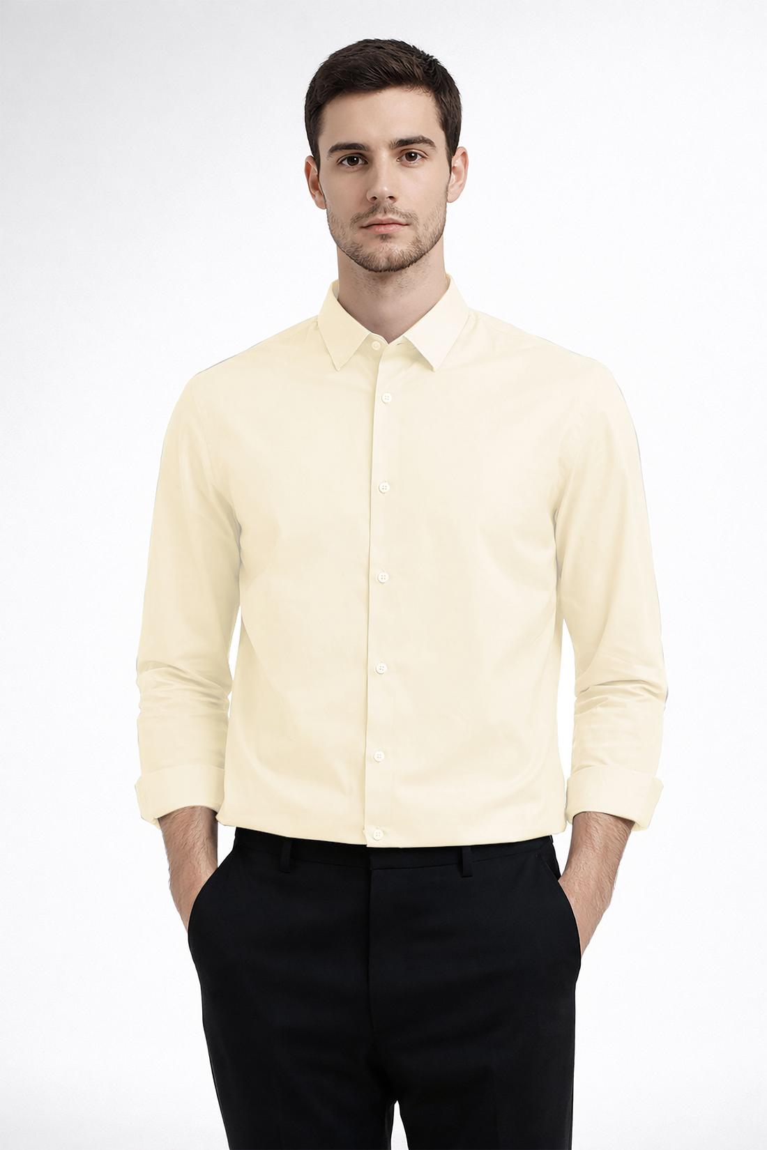 JONESBURG CREAM TENCEL SLIM FIT FORMAL SHIRT