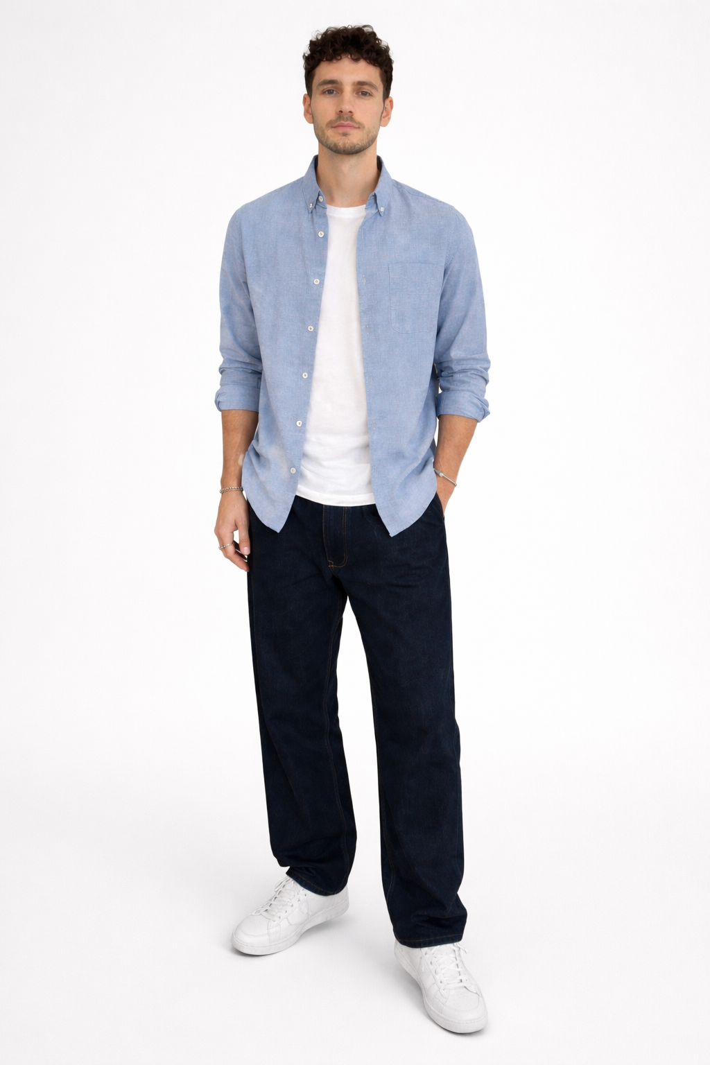 NAVY OXFORD REGULAR FIT CASUAL SHIRT