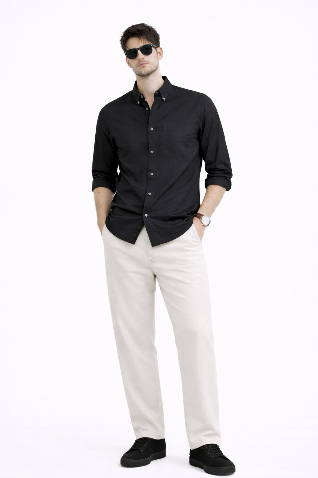BLACK OXFORD REGULAR FIT CASUAL SHIRT