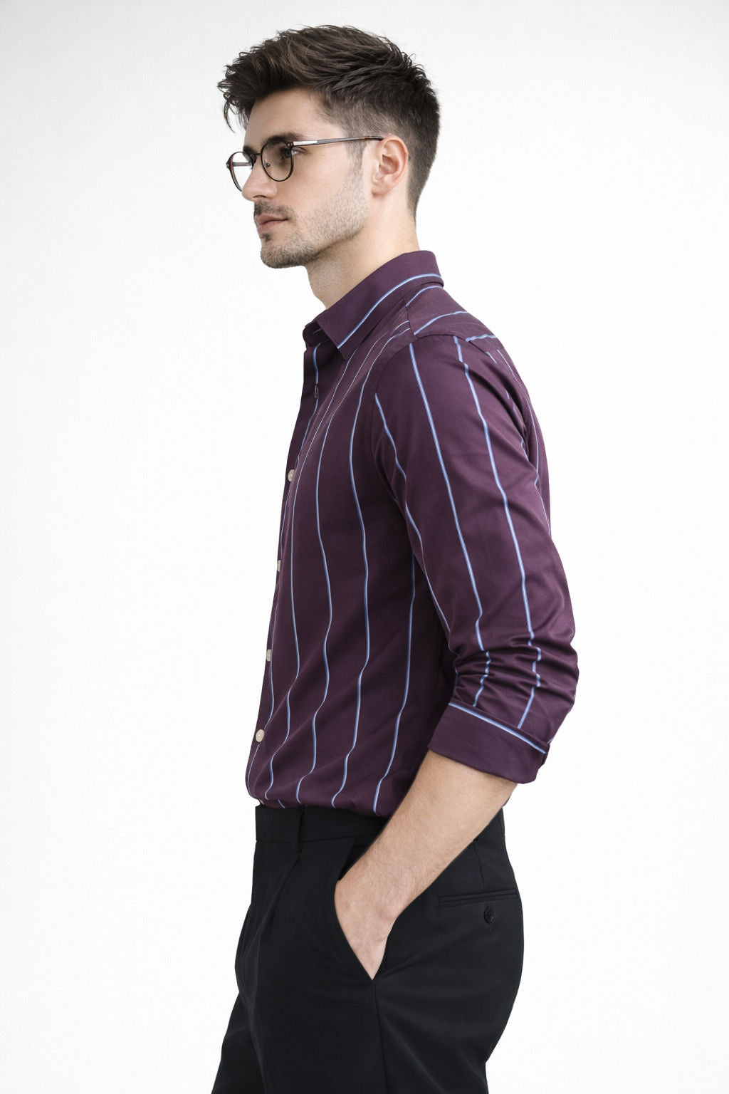 PURPLE STRIPE SLIM FIT FORMAL SHIRT