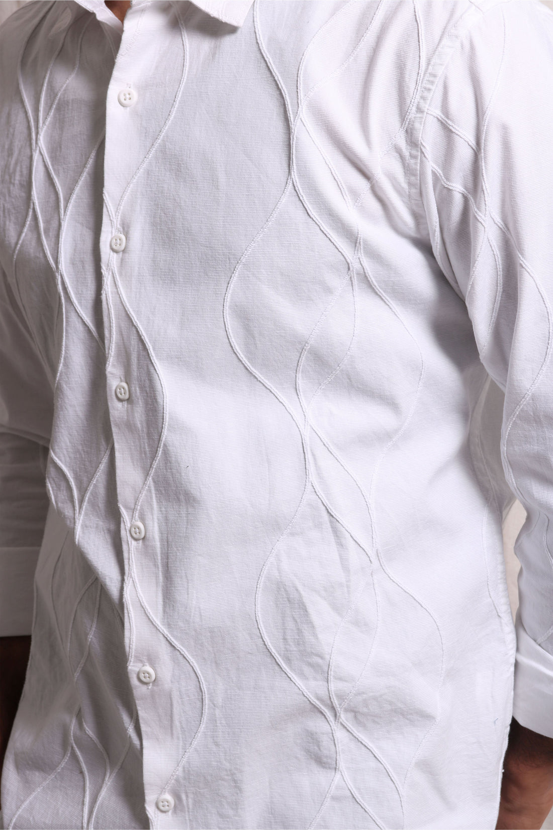 WHITE EMBROIDERY FULL SLEEVE SHIRT