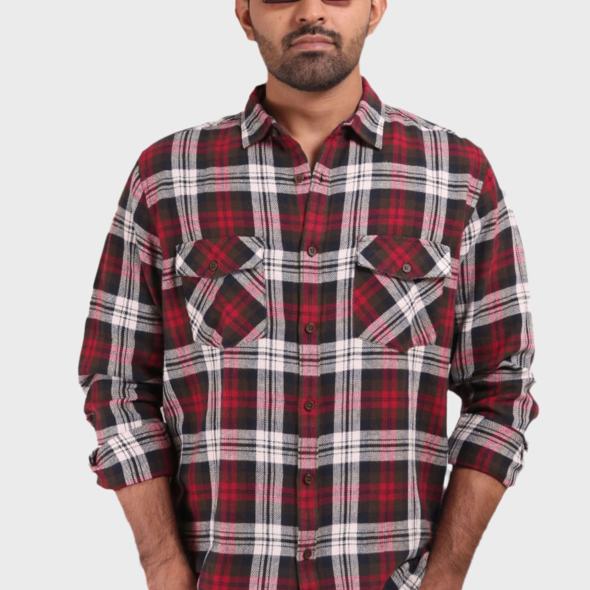 XKIND RED CHECKS REGULAR FIT SHIRT