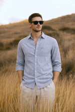 Light Lawender Chambray Linen Regular Fit Shirt - Xkind