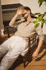 Khakhi Chambray Linen Regular Fit Shirt - Xkind