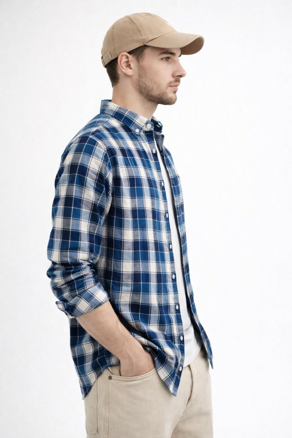 NAVY CHECKS REGULAR FIT CASUAL SHIRT