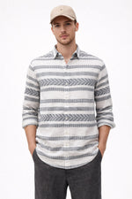 JACQUARD BLACK REGULAR FIT CASUAL SHIRT