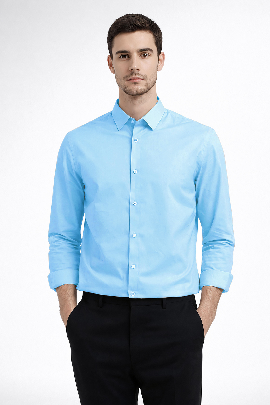 JONESBURG SKY BLUE TENCEL SLIM FIT FORMAL SHIRT