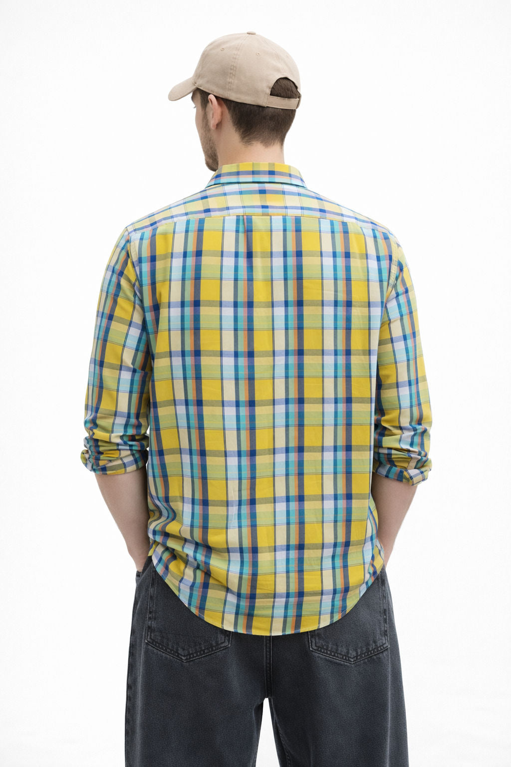 YELLOW CHECKS REGULAR FIT CASUAL SHIRT