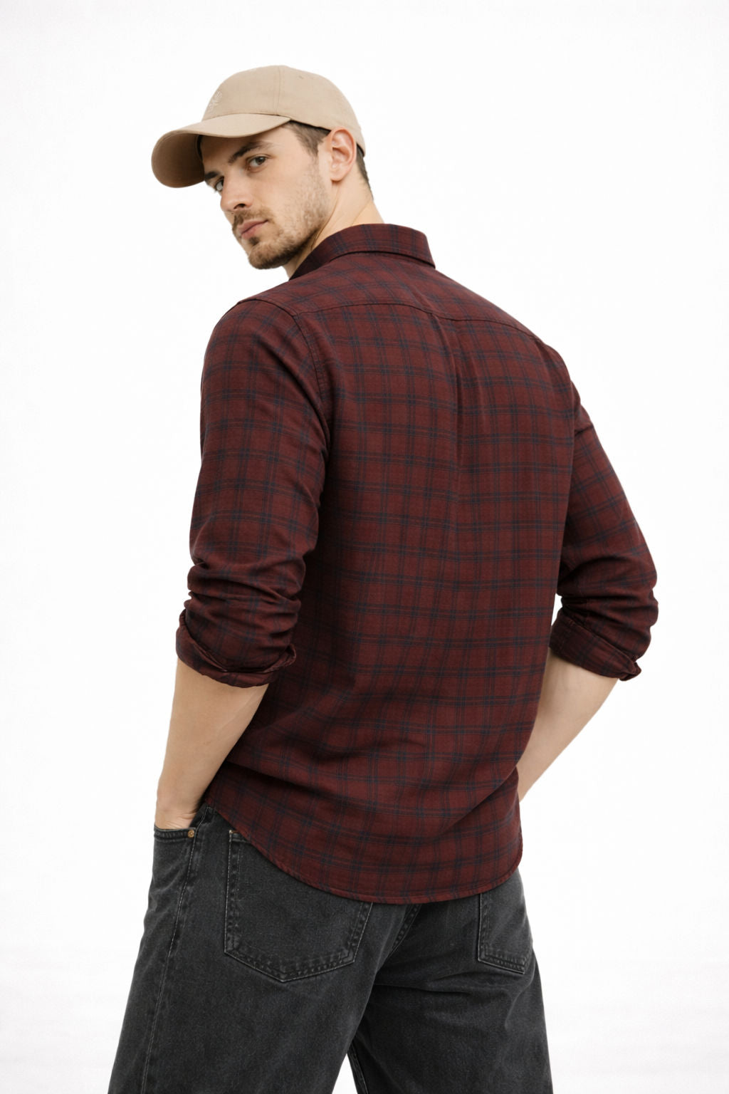 MAROON CHECKS REGULAR FIT CASUAL SHIRT
