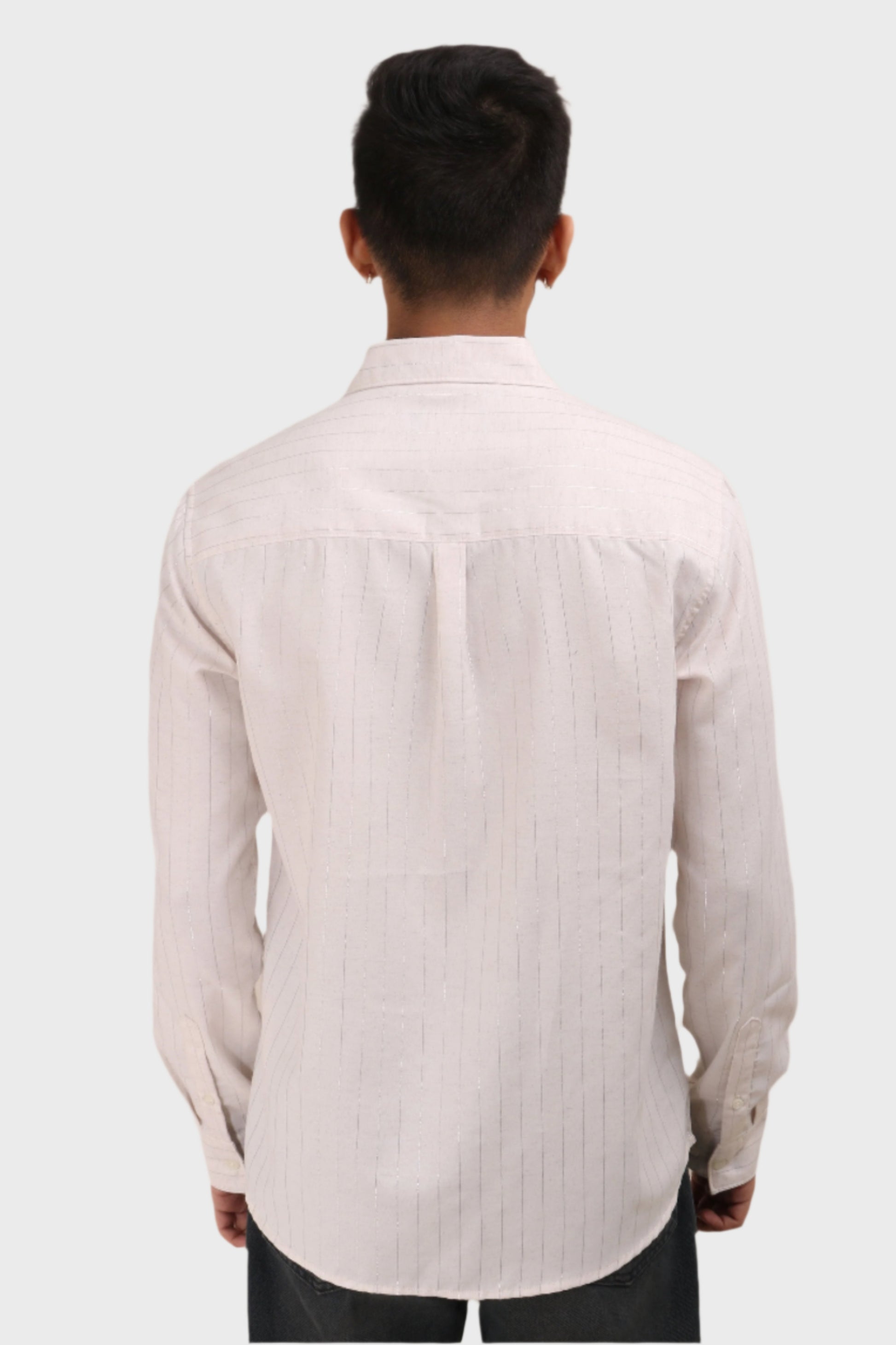 XKIND OFF WHITE SILVER STRIPES REGULAR FIT SHIRT - XKIND