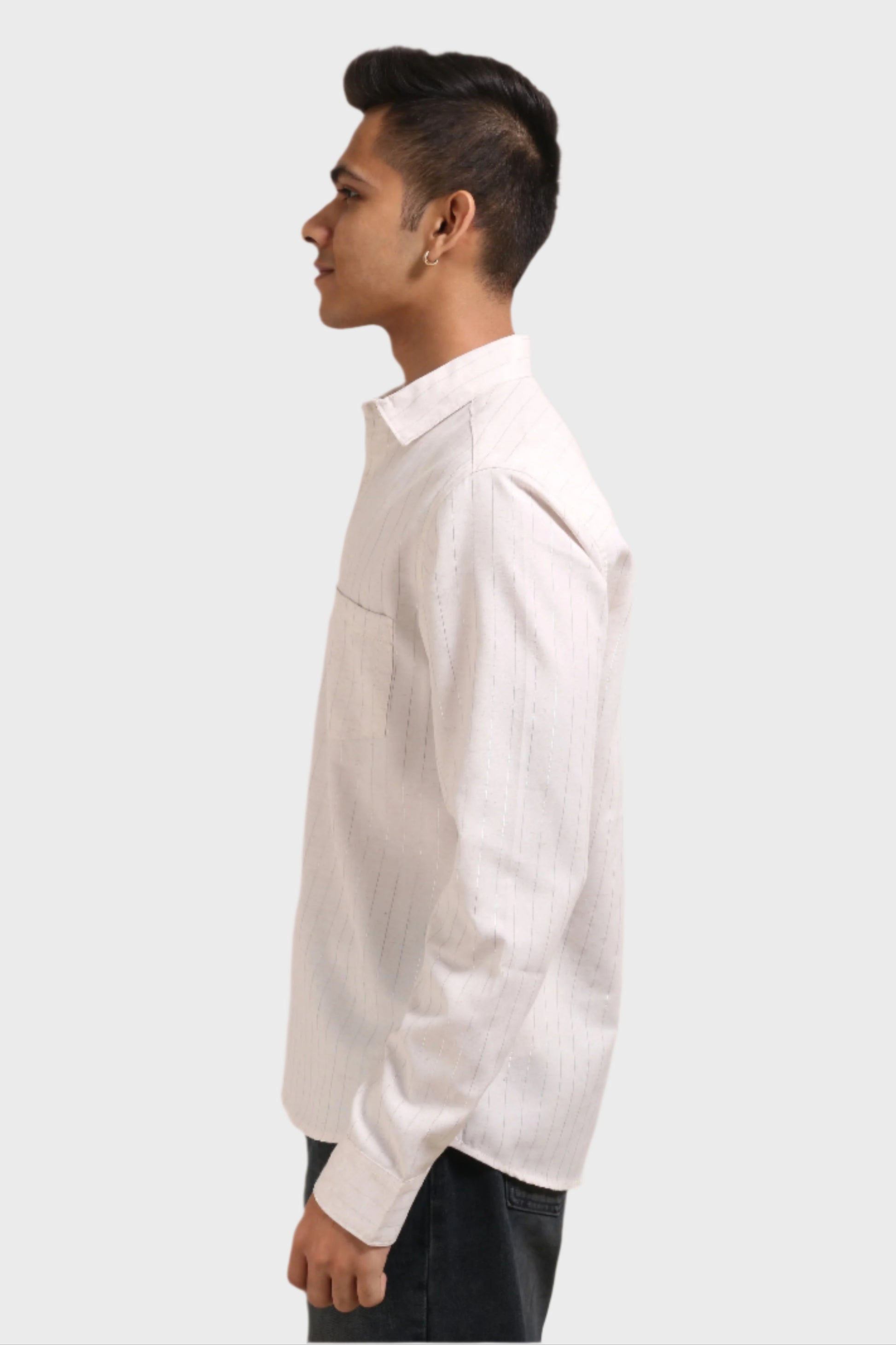 XKIND OFF WHITE SILVER STRIPES REGULAR FIT SHIRT - XKIND