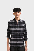 XKIND BLACK FINE CORDUROY CHECKS REGULAR FIT SHIRT - XKIND