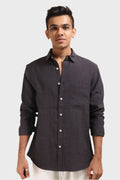 XKIND DARK GREY CRUSH WRINKLED LOOK REGULAR FIT SHIRT - XKIND