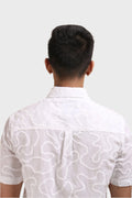 XKIND WHITE EMBROIDERED RELAXED FIT SHIRT - XKIND