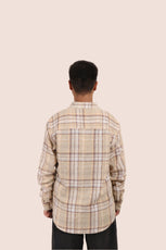 XKIND OCHRE TEXTURED CHECKS REGULAR FIT SHIRT - XKIND