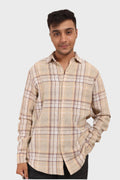 XKIND OCHRE TEXTURED CHECKS REGULAR FIT SHIRT - XKIND