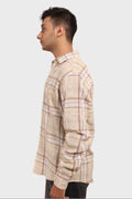 XKIND OCHRE TEXTURED CHECKS REGULAR FIT SHIRT - XKIND