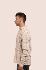 XKIND OCHRE TEXTURED CHECKS REGULAR FIT SHIRT - XKIND