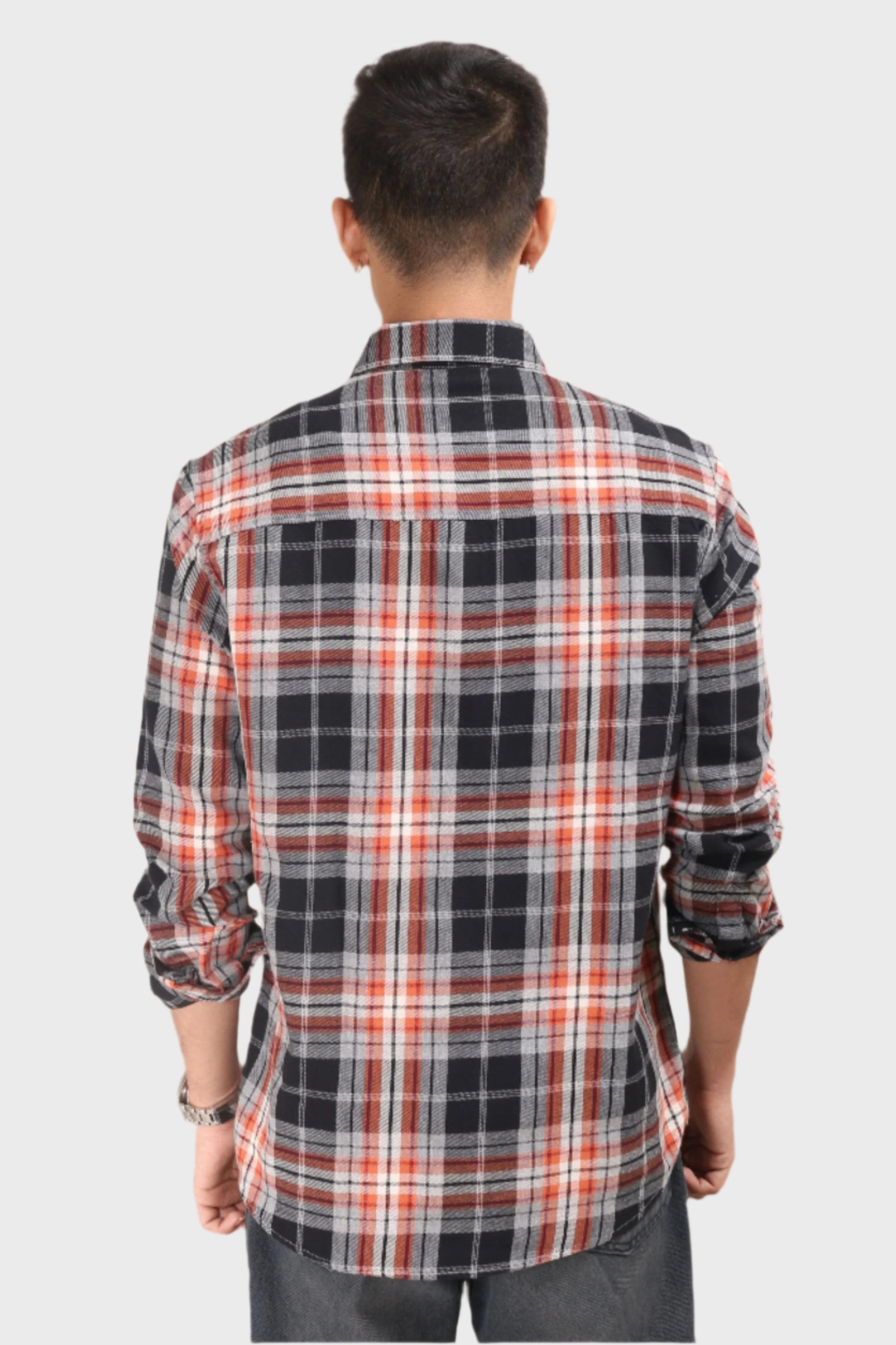 XKIND ORANGE CHECKS REGULAR FIT SHIRT - XKIND