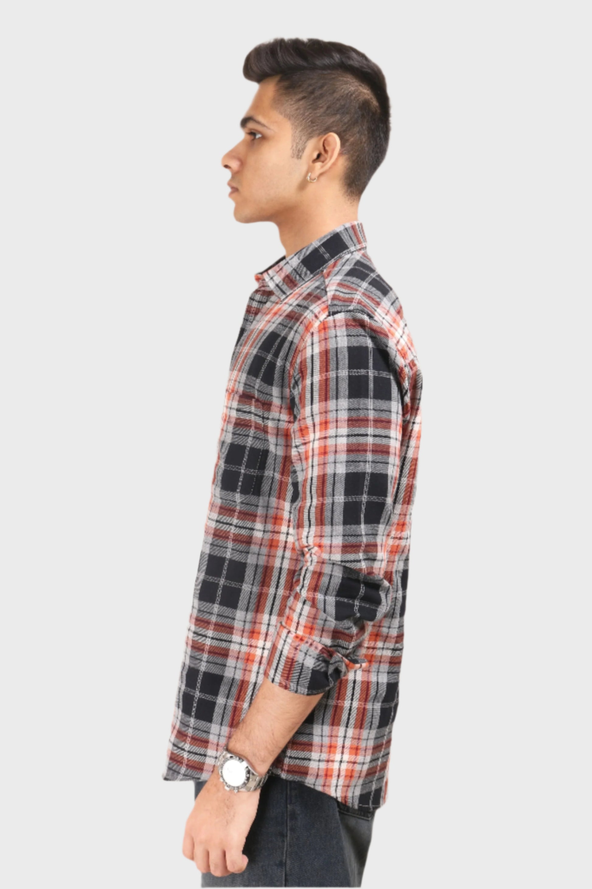 XKIND ORANGE CHECKS REGULAR FIT SHIRT - XKIND