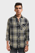 XKIND GREEN CHECKS REGULAR FIT SHIRT - XKIND