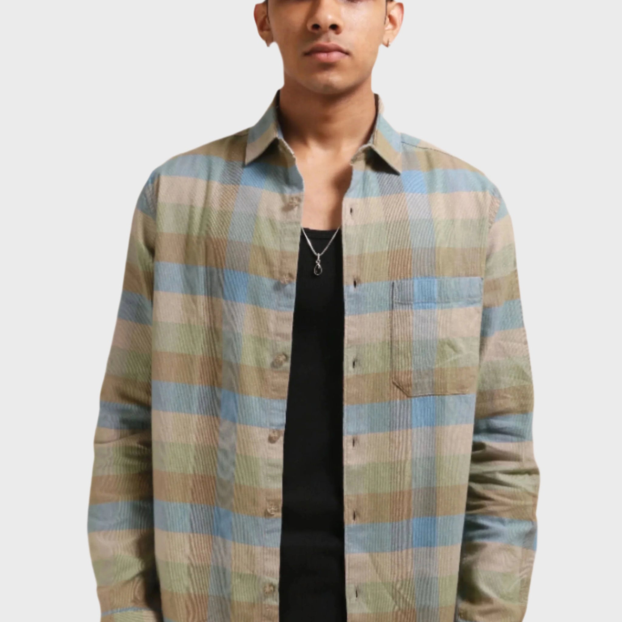 XKIND LIGHT GREEN CHECKS REGULAR FIT SHIRT - XKIND