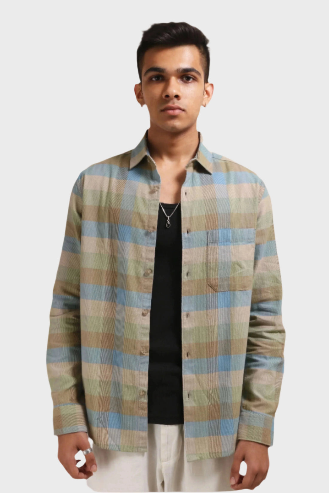 XKIND LIGHT GREEN CHECKS REGULAR FIT SHIRT - XKIND