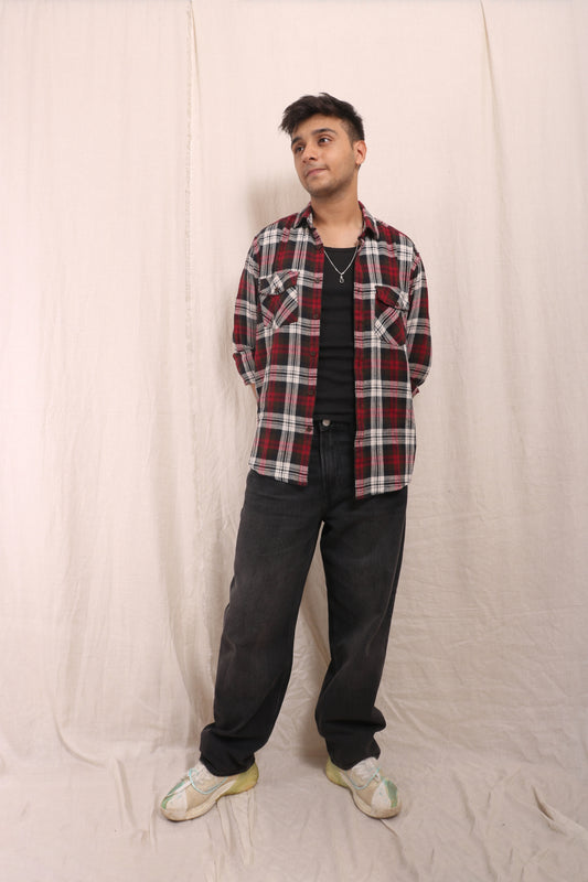 XKIND RED CHECKS REGULAR FIT SHIRT - XKIND