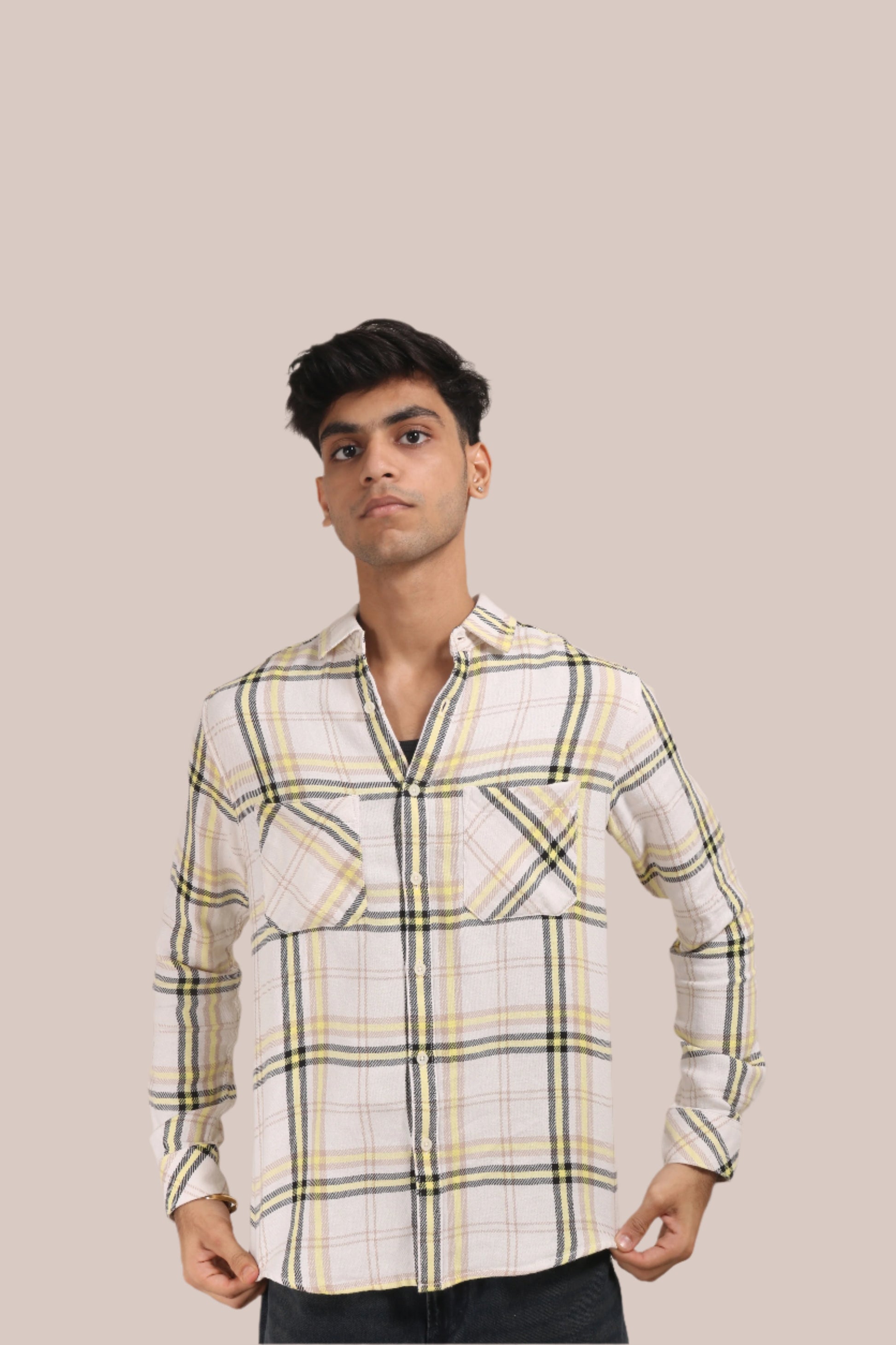 XKIND YELLOW CHECKS REGULAR FIT SHIRT - XKIND