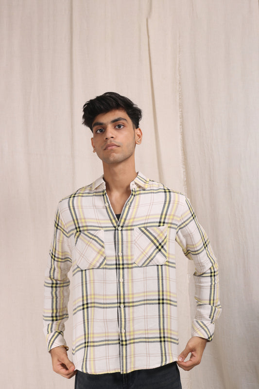 XKIND YELLOW CHECKS REGULAR FIT SHIRT - XKIND