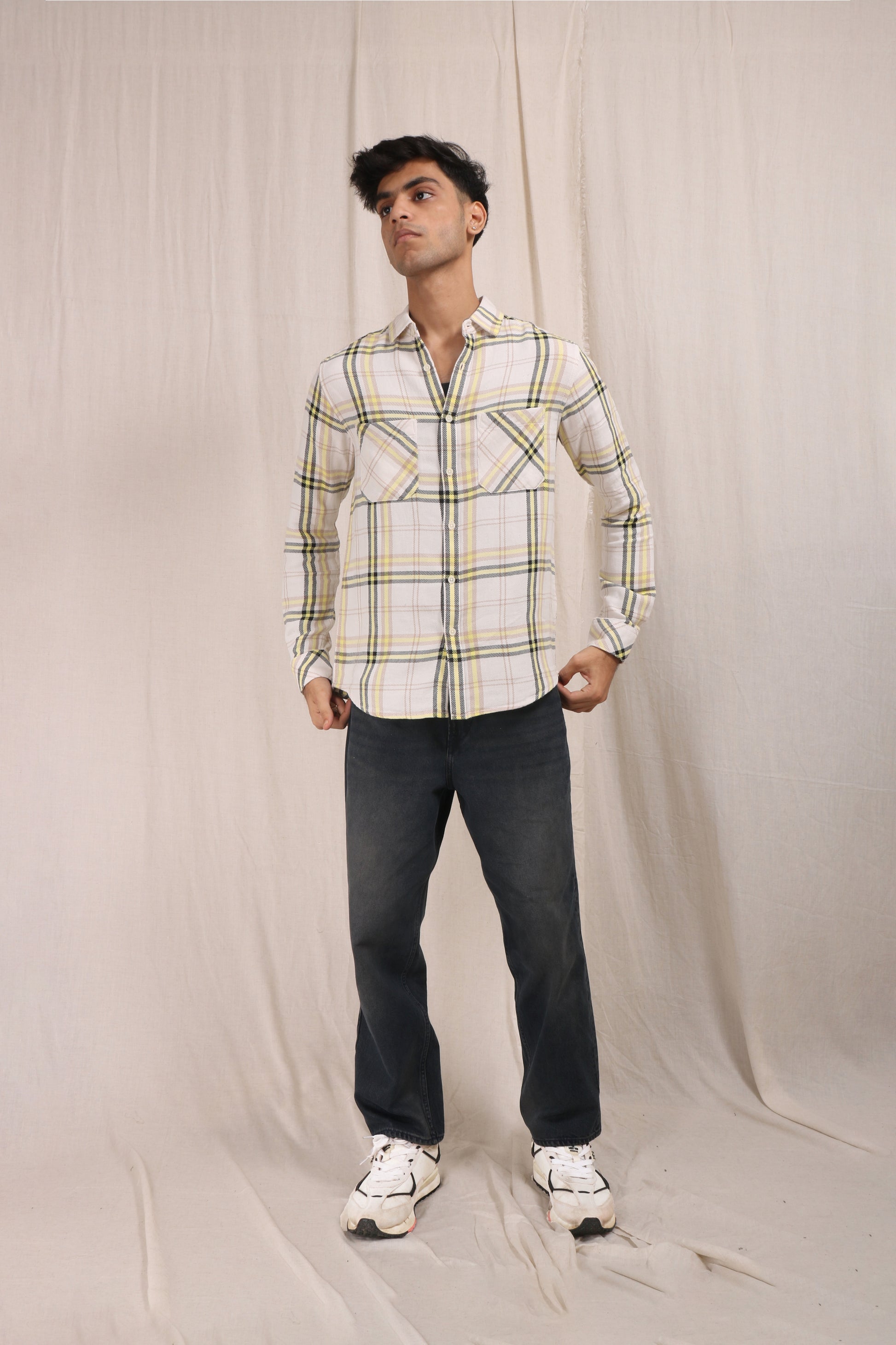 XKIND YELLOW CHECKS REGULAR FIT SHIRT - XKIND