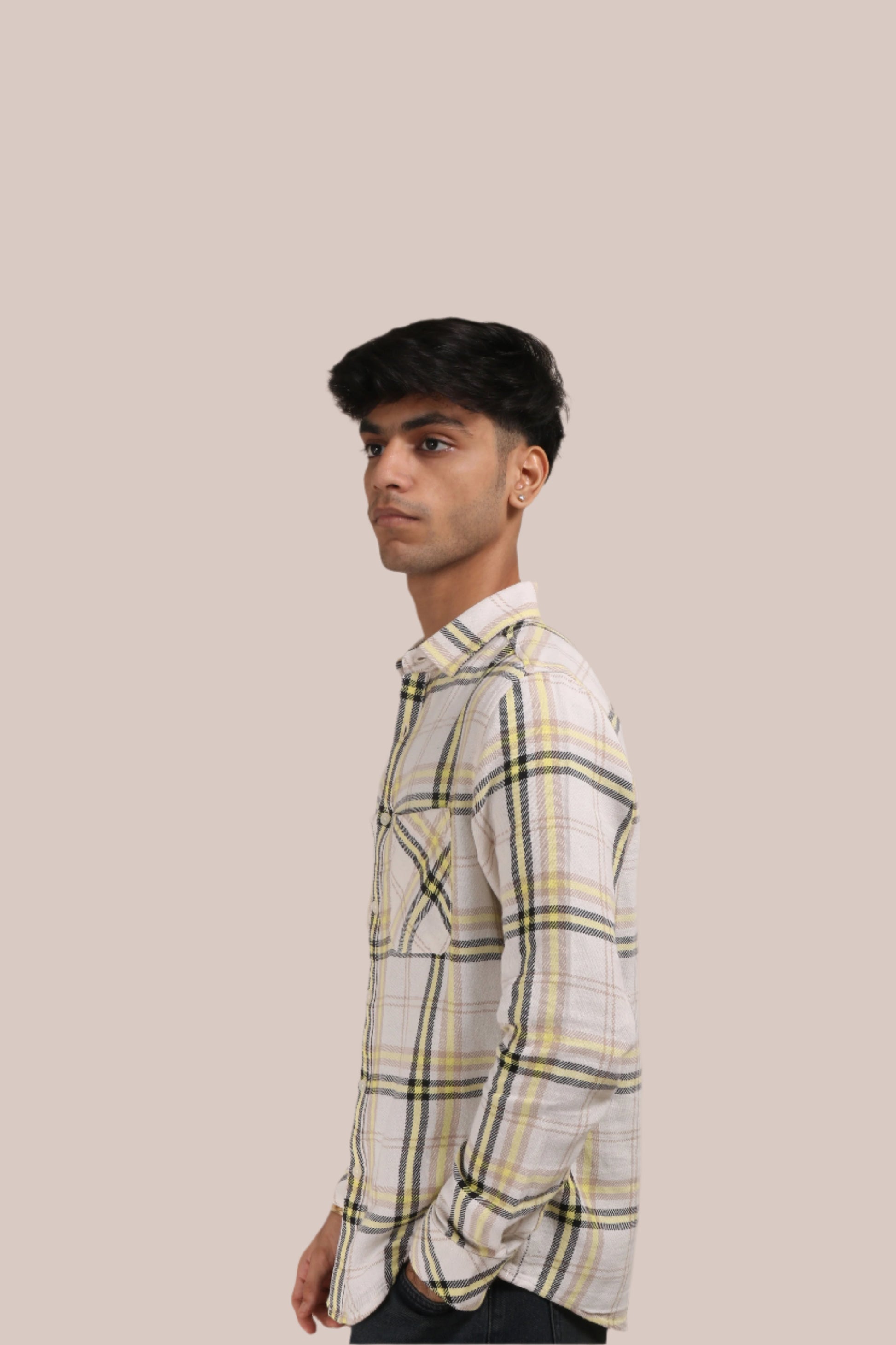 XKIND YELLOW CHECKS REGULAR FIT SHIRT - XKIND