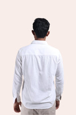 XKIND MEN'S WHITE CORDUROY REGULAR FIT SHIRT