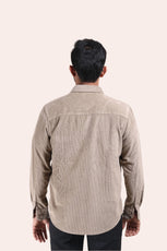 XKIND MEN'S BEIGE CORDUROY REGULAR FIT SHIRT