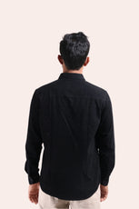 XKIND MEN'S BLACK CORDUROY REGULAR FIT SHIRT