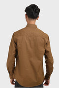 BROWN DOUBLE POCKET REGULAR FIT SHIRT - XKIND