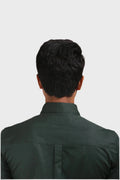 BOTTLE GREEN SATIN SLUB SLIM FIT SHIRT - XKIND