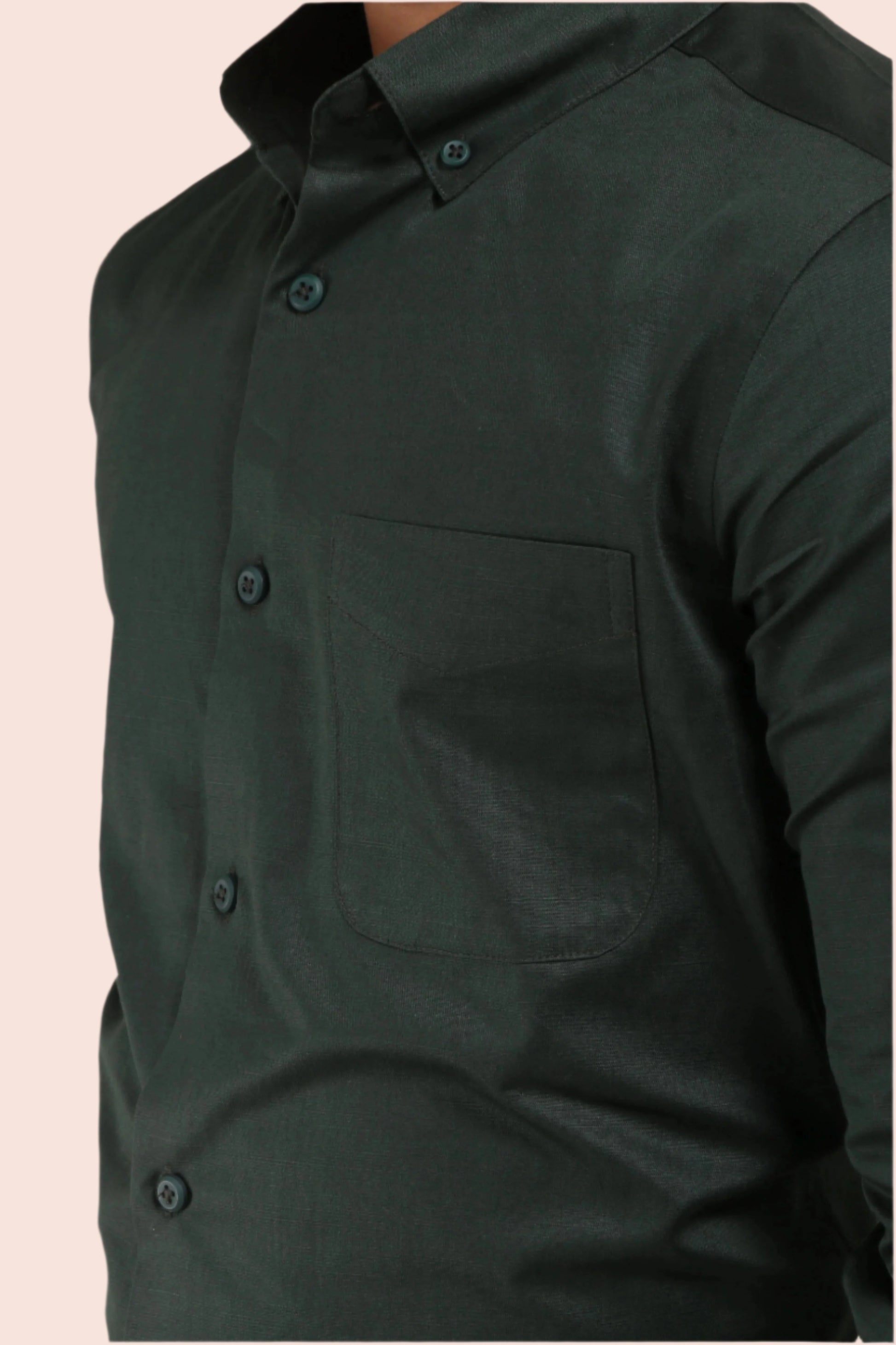 BOTTLE GREEN SATIN SLUB SLIM FIT SHIRT - XKIND