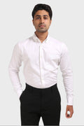 WHITE SATIN SLUB SLIM FIT SHIRT - XKIND