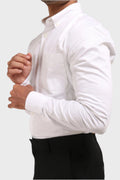 WHITE SATIN SLUB SLIM FIT SHIRT - XKIND