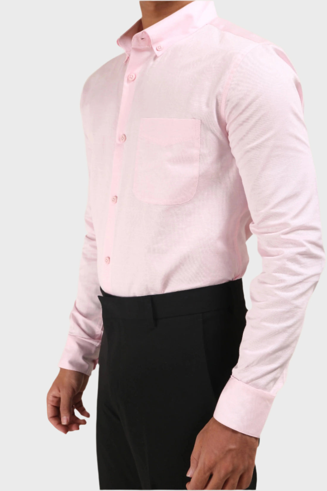 BABY PINK SATIN SLUB SLIM FIT SHIRT - XKIND