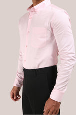 BABY PINK SATIN SLUB SLIM FIT SHIRT - XKIND